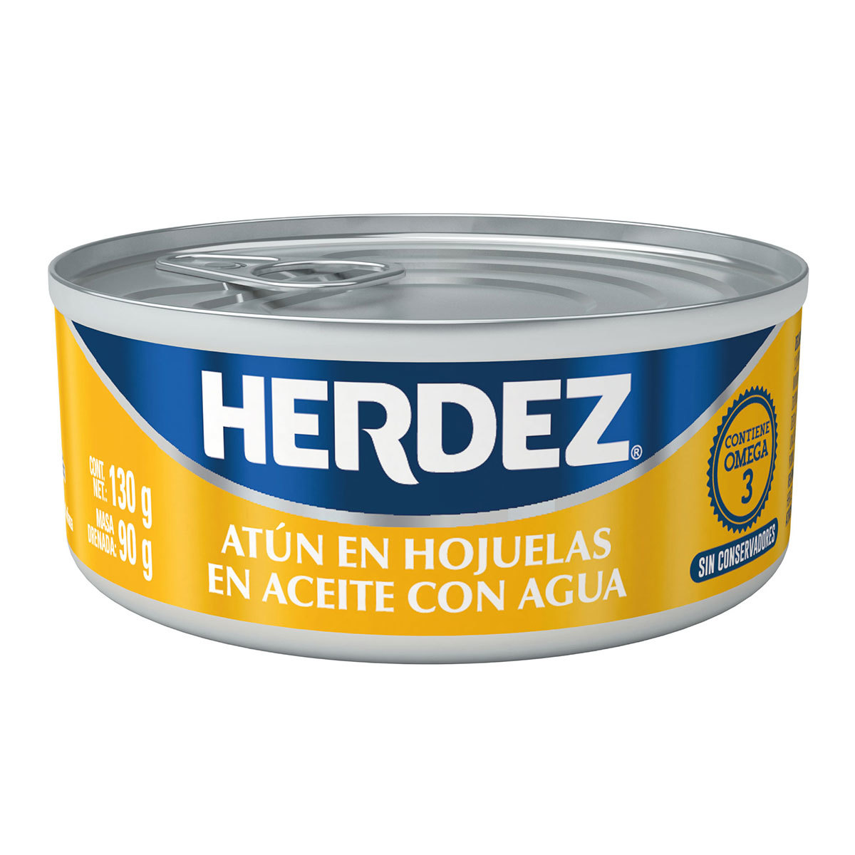 ATUN EN HOJUELA EN ACEITE CON AGUA HERDEZ 130 G