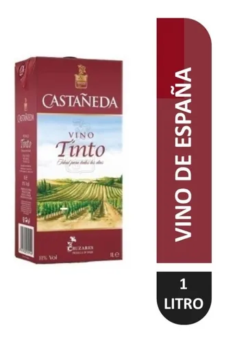 VINO TINTO CASTAÑEDA TETRABRIK 1 LITRO.